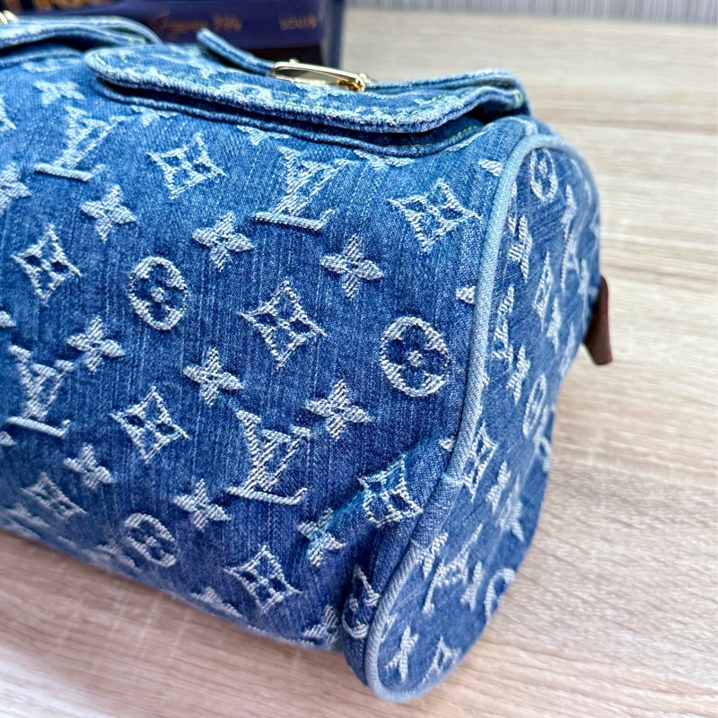 LV M95019 speedy稀有限量絕版牛仔丹寧曼哈頓釦手提包波士頓包-14