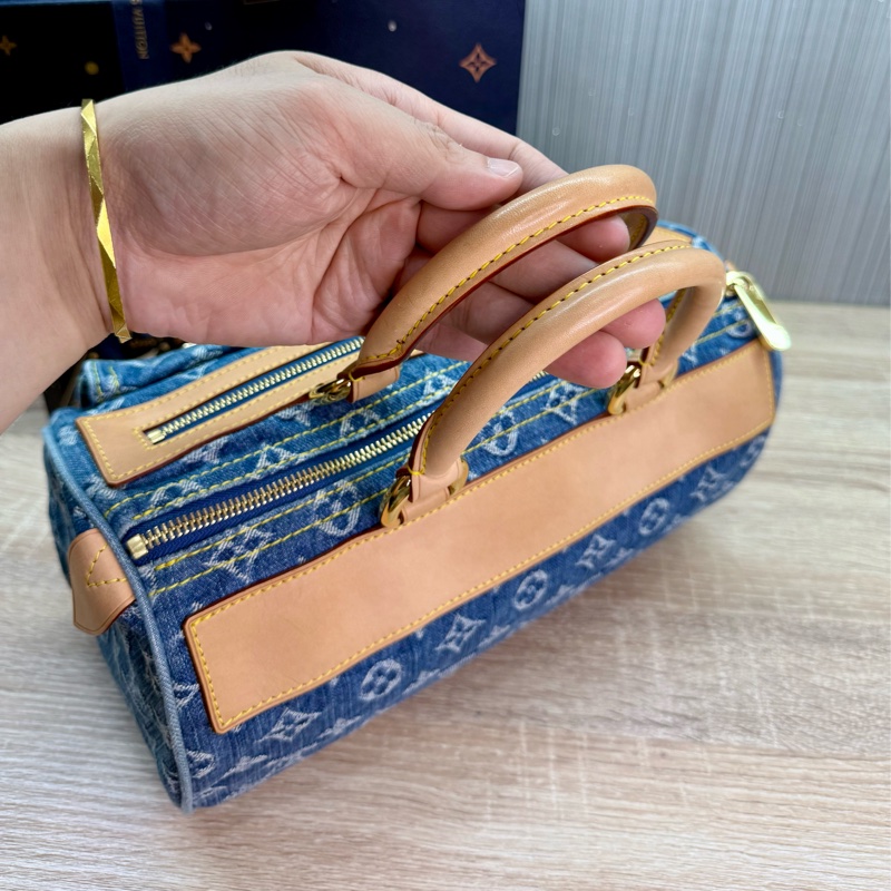 LV M95019 speedy稀有限量絕版牛仔丹寧曼哈頓釦手提包波士頓包-20
