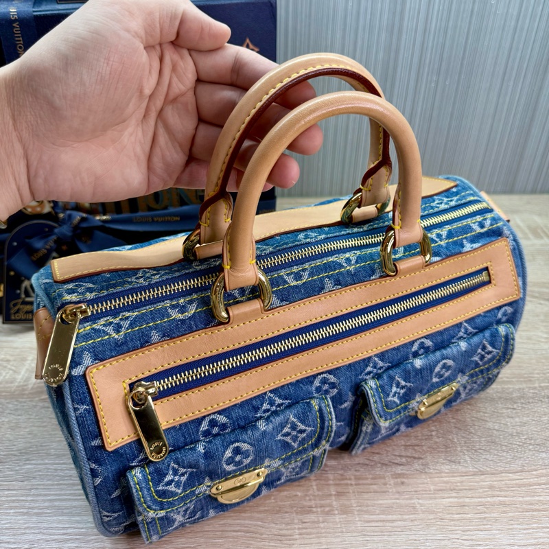 LV M95019 speedy稀有限量絕版牛仔丹寧曼哈頓釦手提包波士頓包-21