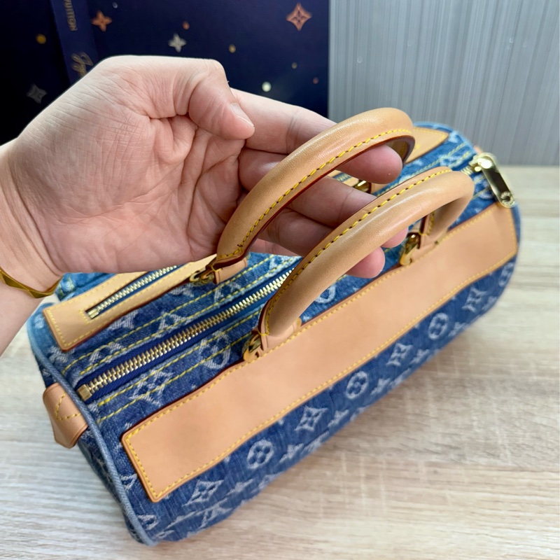 LV M95019 speedy稀有限量絕版牛仔丹寧曼哈頓釦手提包波士頓包-24