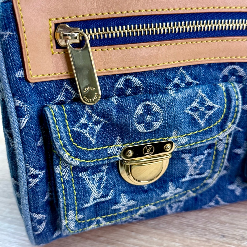 LV M95019 speedy稀有限量絕版牛仔丹寧曼哈頓釦手提包波士頓包-26