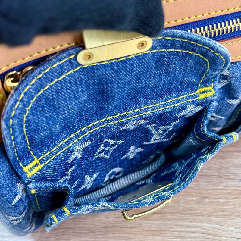 LV M95019 speedy稀有限量絕版牛仔丹寧曼哈頓釦手提包波士頓包-27