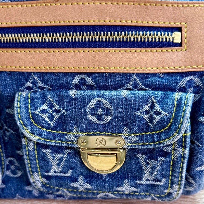 LV M95019 speedy稀有限量絕版牛仔丹寧曼哈頓釦手提包波士頓包-28