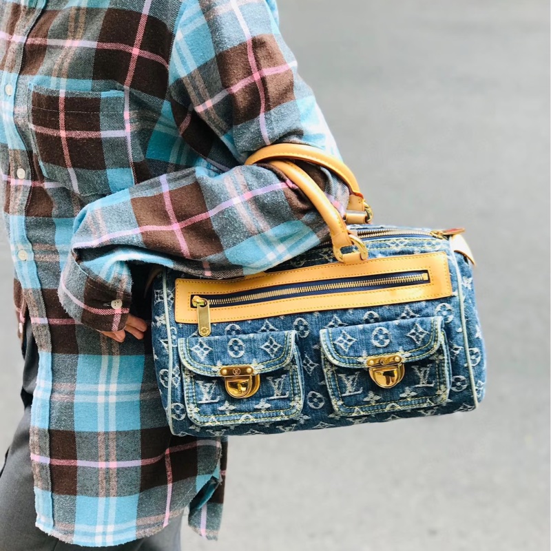 LV M95019 speedy稀有限量絕版牛仔丹寧曼哈頓釦手提包波士頓包-37