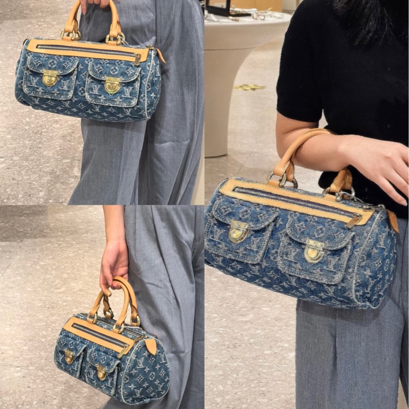 LV M95019 speedy稀有限量絕版牛仔丹寧曼哈頓釦手提包波士頓包-39