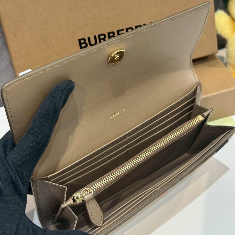 💎Han's house精品服飾💎BURBERRY  HALTON 經典格紋帆布拼接釦式長夾-1