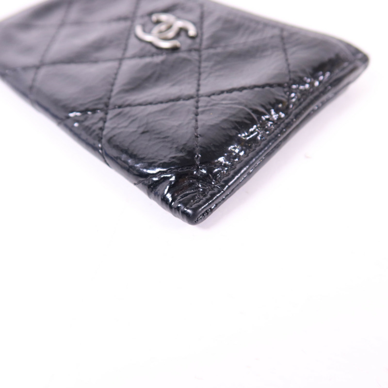 CHANEL 漆皮皮革Card Case銀扣卡片套-9