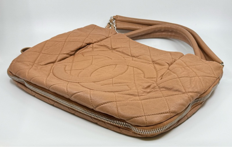 CHANEL 啡色 牛皮 銀鏈 方型側孭-13