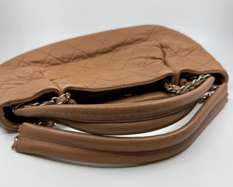 CHANEL 啡色 牛皮 銀鏈 方型側孭-19