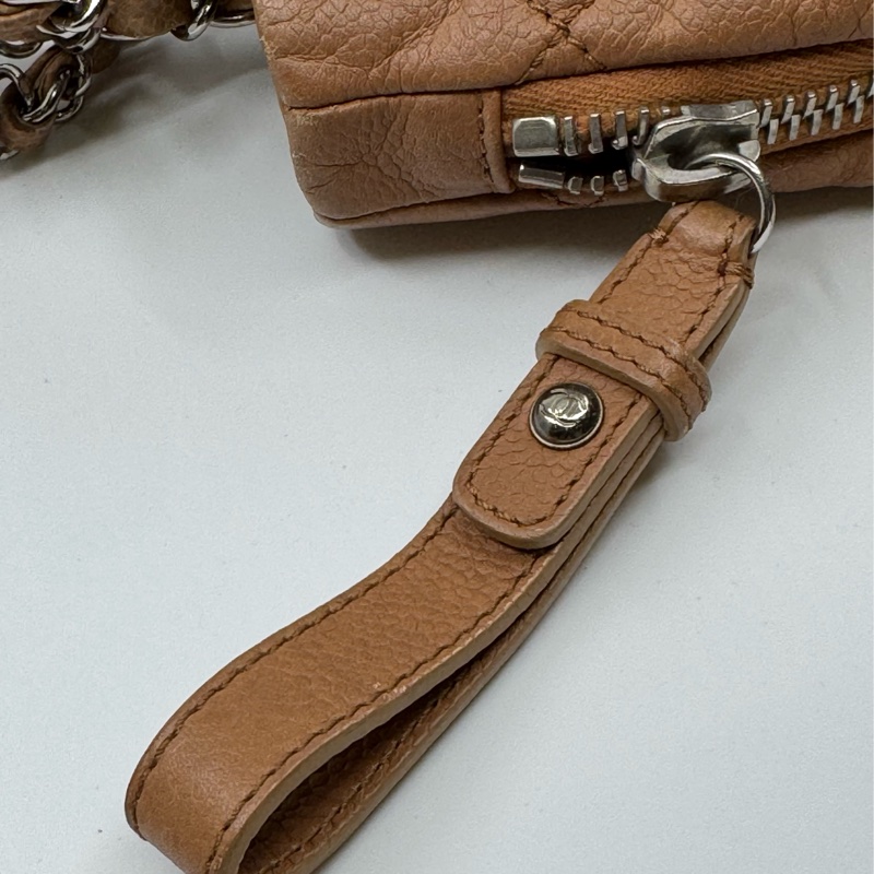 CHANEL 啡色 牛皮 銀鏈 方型側孭-28