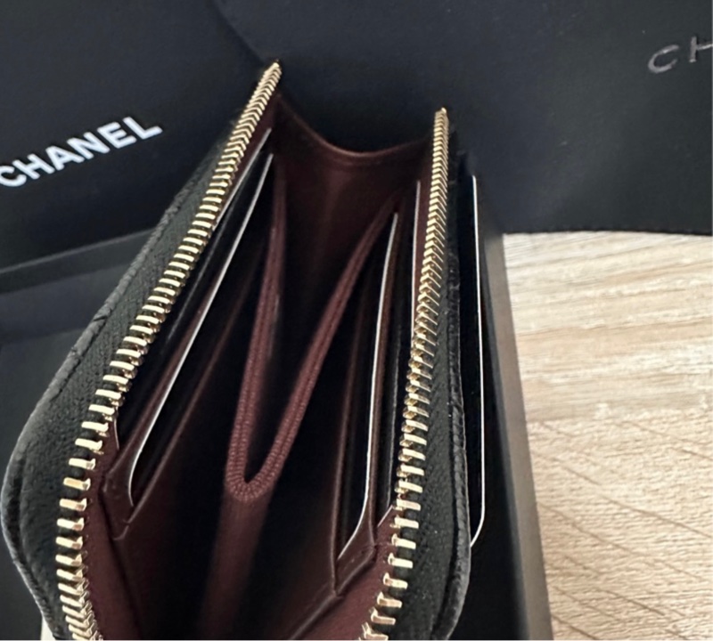 稀有釋出✨晶片款Chanel黑金荔枝L拉鏈短夾💕超稀有-5