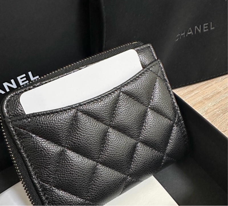 稀有釋出✨晶片款Chanel黑金荔枝L拉鏈短夾💕超稀有-6