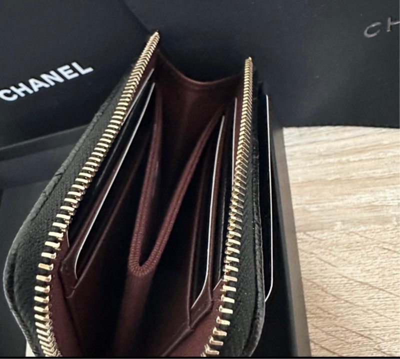 稀有釋出✨晶片款Chanel黑金荔枝L拉鏈短夾💕超稀有-12
