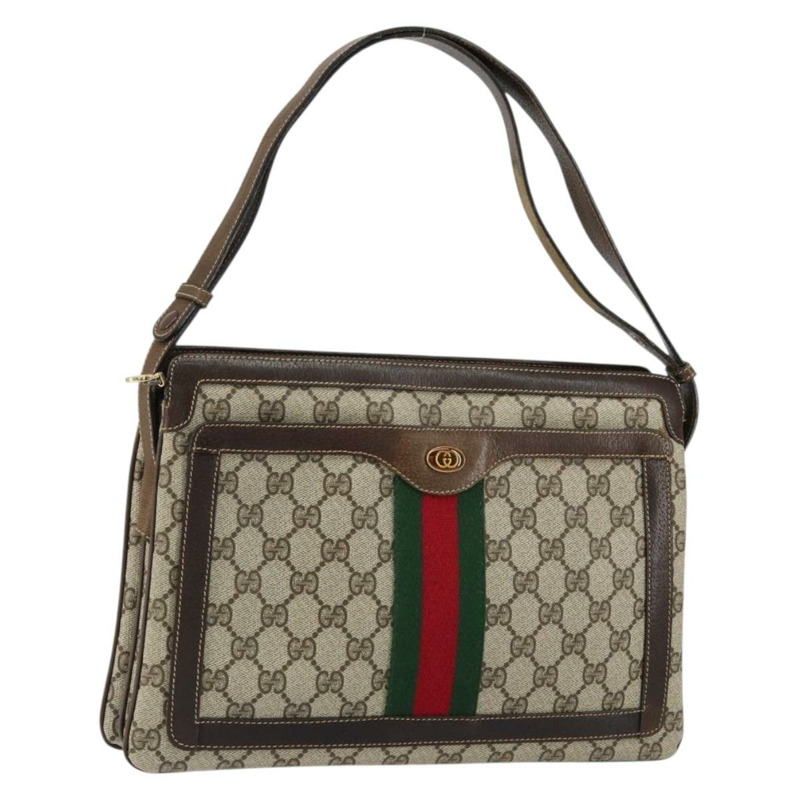 【日本直送】GUCCI GG Supreme Web Sherry Line 手提包 PVC 米色 金色 14 01 4085 正品 151002-0