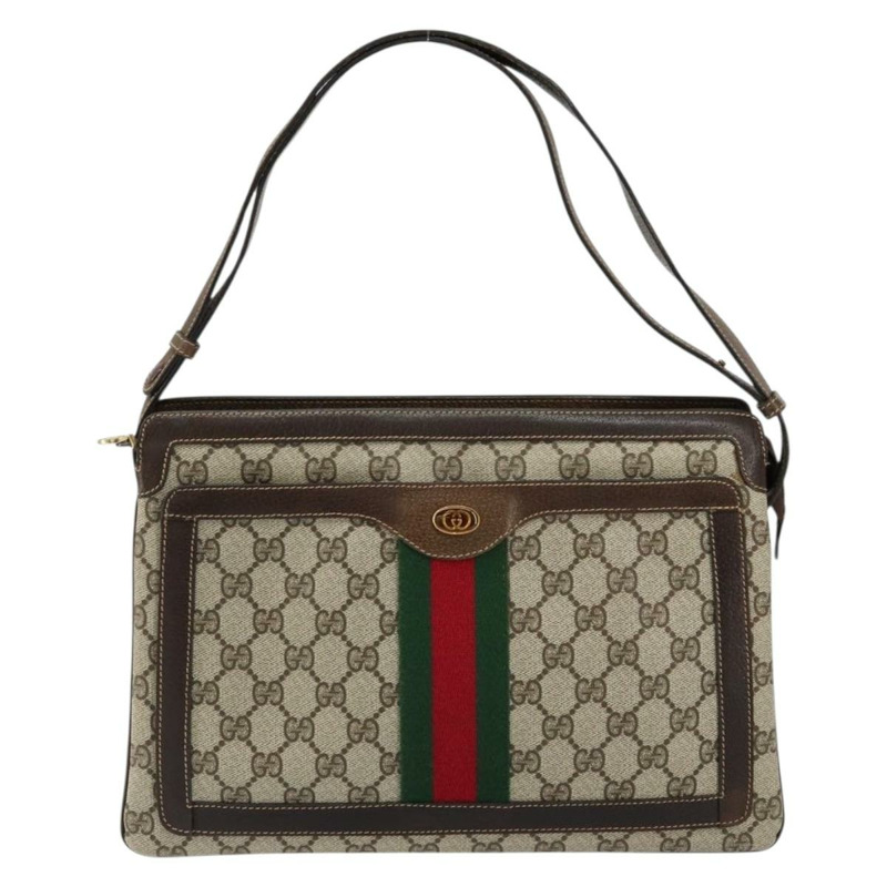 【日本直送】GUCCI GG Supreme Web Sherry Line 手提包 PVC 米色 金色 14 01 4085 正品 151002-12