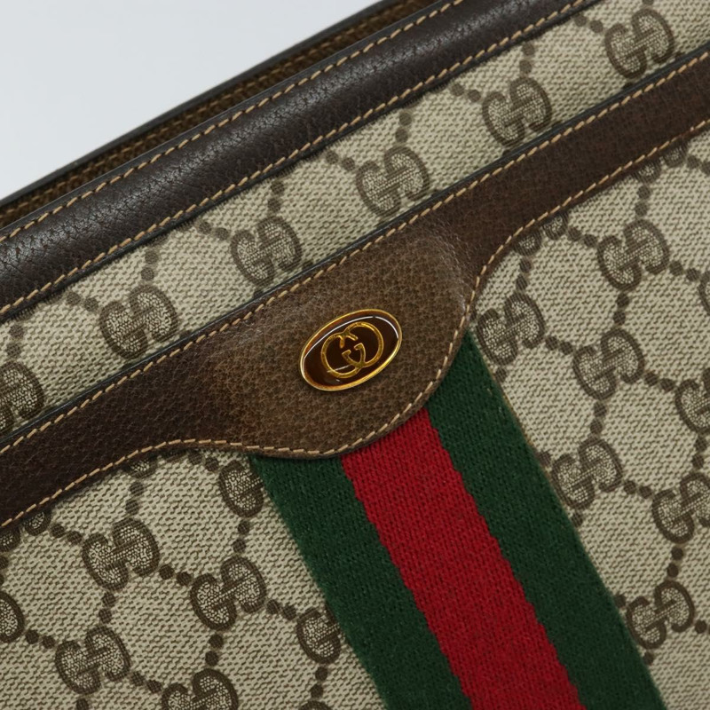 【日本直送】GUCCI GG Supreme Web Sherry Line 手提包 PVC 米色 金色 14 01 4085 正品 151002-18