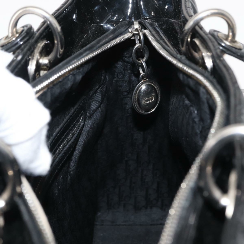 【日本直送】Christian Dior Canage 琺瑯兩用手袋 黑色 銀色 正品 BA7509-21