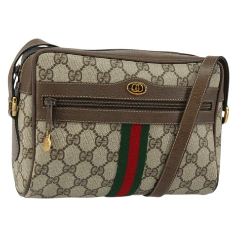 GUCCI GG Supreme Web Sherry Line 手提包 PVC 米色 金色 32 02 004 正品 ep11899