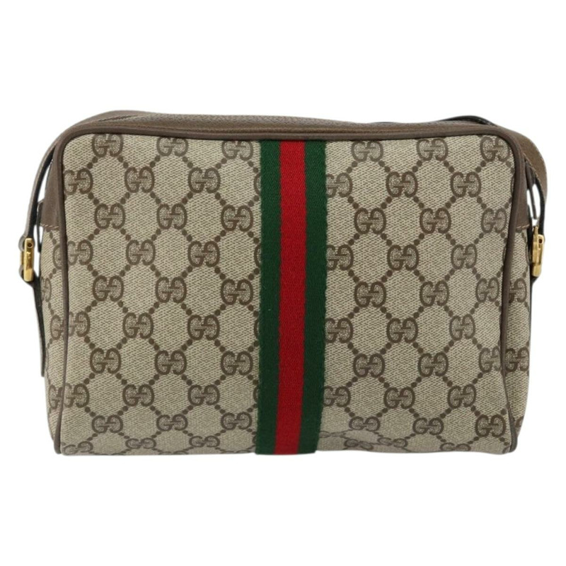 【日本直送】GUCCI GG Supreme Web Sherry Line 手提包 PVC 米色 金色 32 02 004 正品 ep11899-1