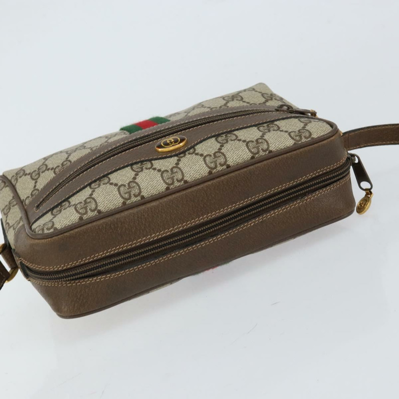 【日本直送】GUCCI GG Supreme Web Sherry Line 手提包 PVC 米色 金色 32 02 004 正品 ep11899-5