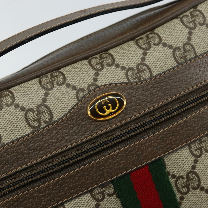 【日本直送】GUCCI GG Supreme Web Sherry Line 手提包 PVC 米色 金色 32 02 004 正品 ep11899-17