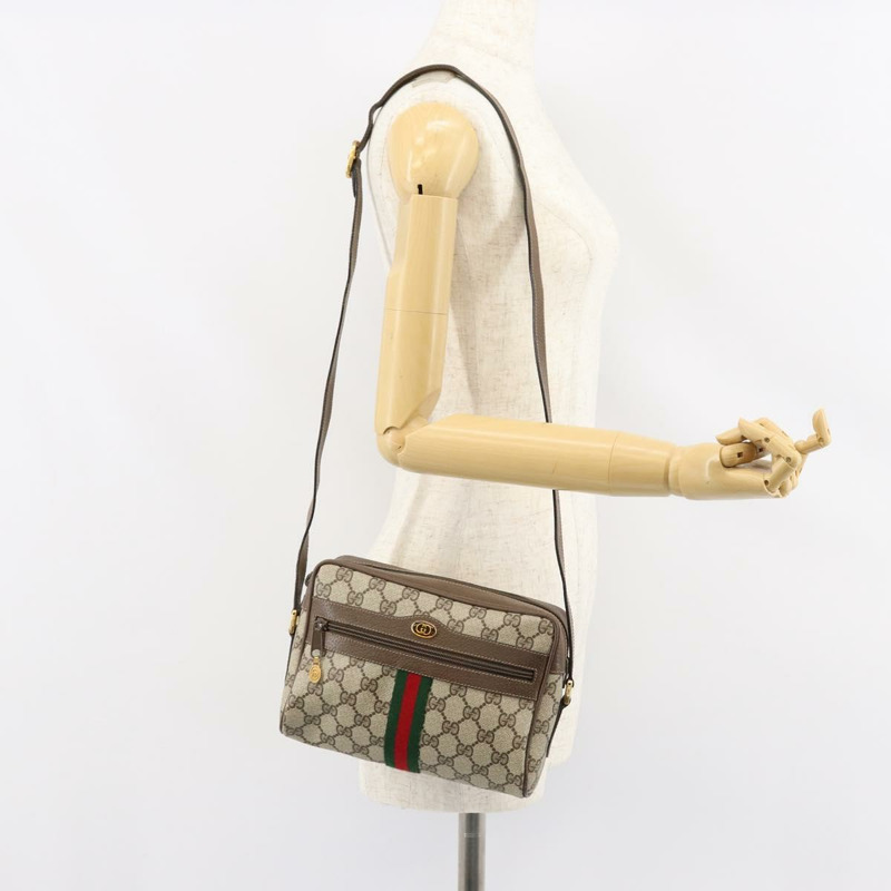 【日本直送】GUCCI GG Supreme Web Sherry Line 手提包 PVC 米色 金色 32 02 004 正品 ep11899-21