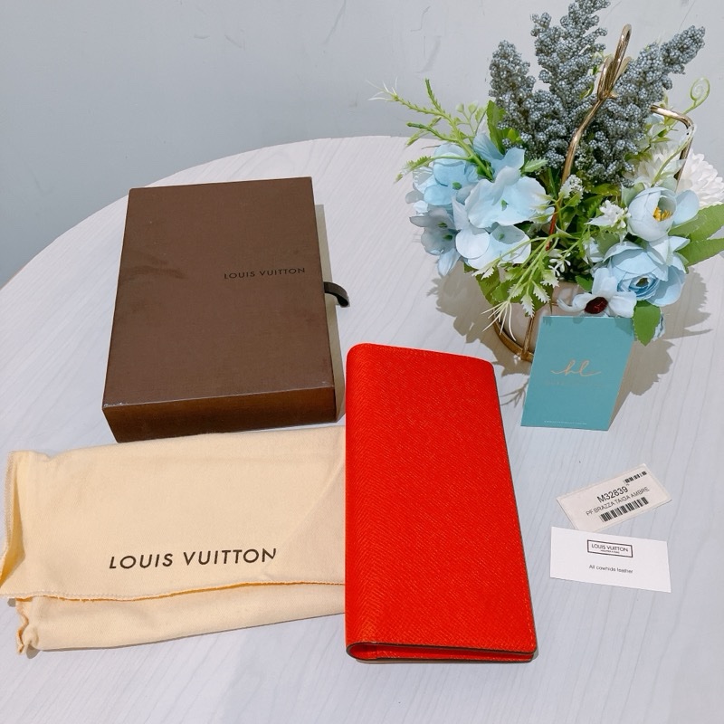 TK1878 Louis Vuitton 路易威登橙色長夾M32839 Portofoile Braza Amble Long Wallet Taiga Skin-35