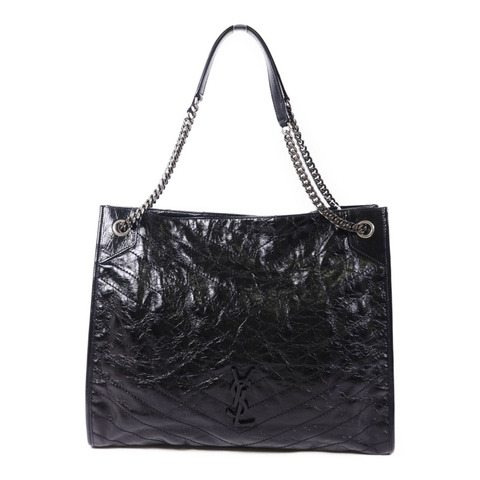 YVES SAINT LAURENT 牛皮皮革Niki Medium Tote Bag銀扣鏈帶肩背袋
