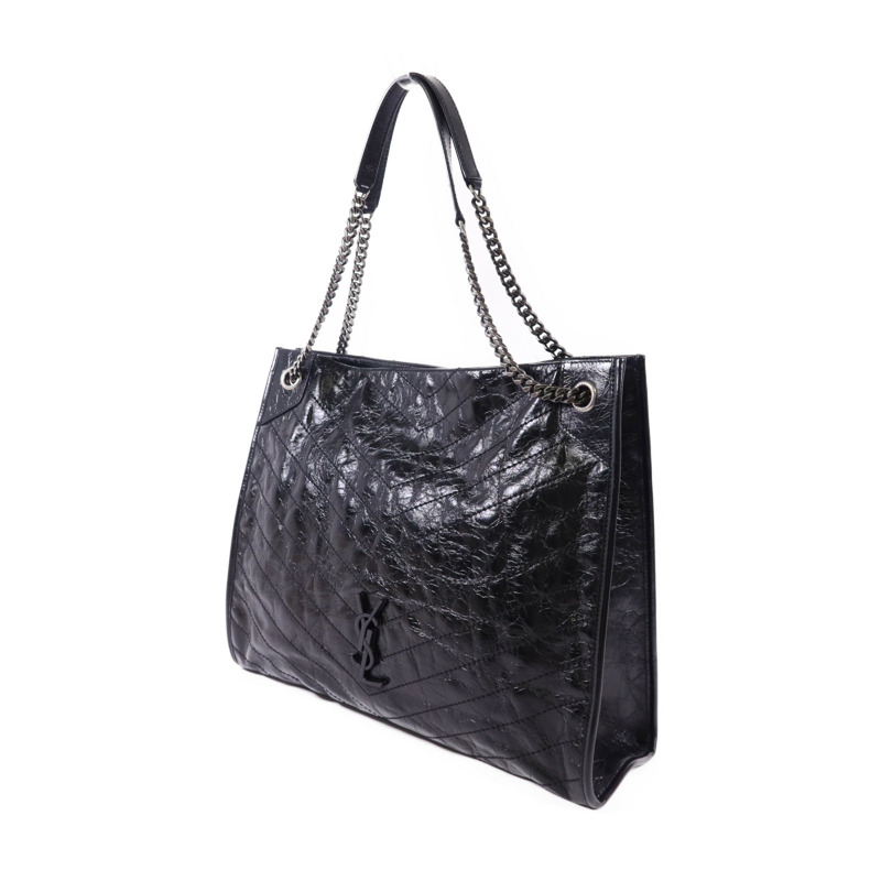 YVES SAINT LAURENT 牛皮皮革Niki Medium Tote Bag銀扣鏈帶肩背袋-2