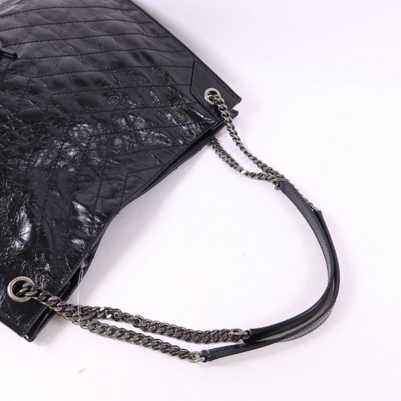 YVES SAINT LAURENT 牛皮皮革Niki Medium Tote Bag銀扣鏈帶肩背袋-4