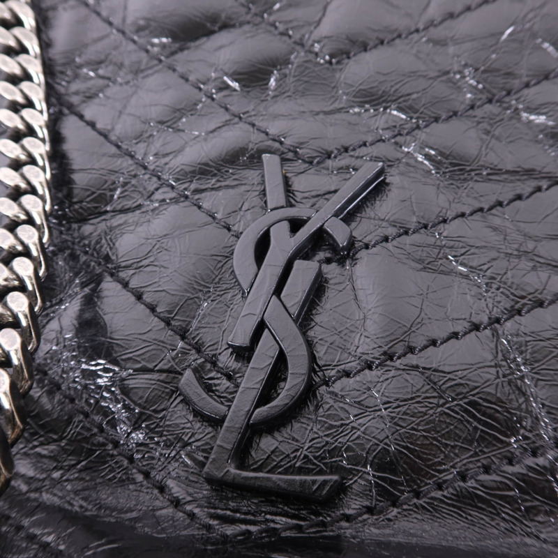 YVES SAINT LAURENT 牛皮皮革Niki Medium Tote Bag銀扣鏈帶肩背袋-9