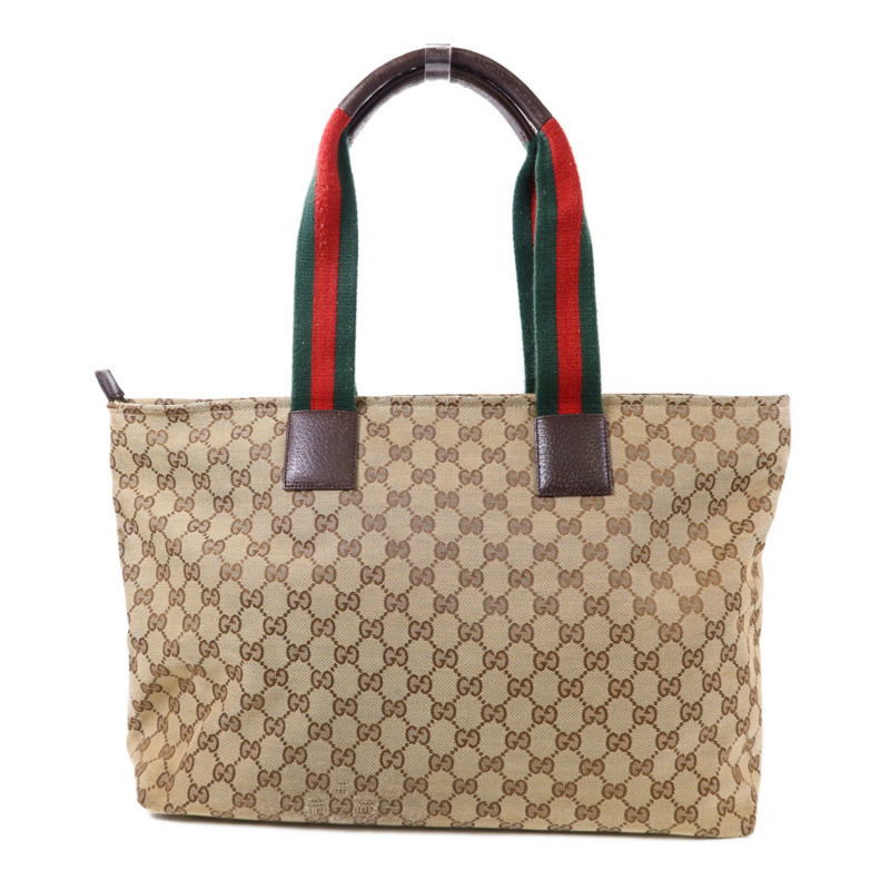 GUCCI 帆布Tote Bag銀扣肩背袋-1