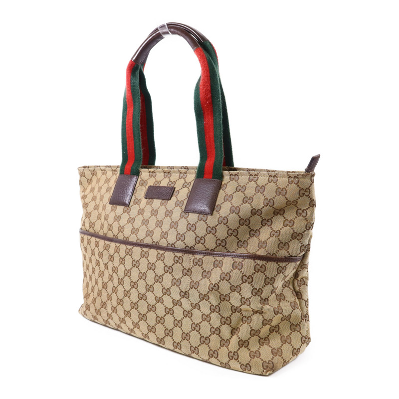 GUCCI 帆布Tote Bag銀扣肩背袋-2