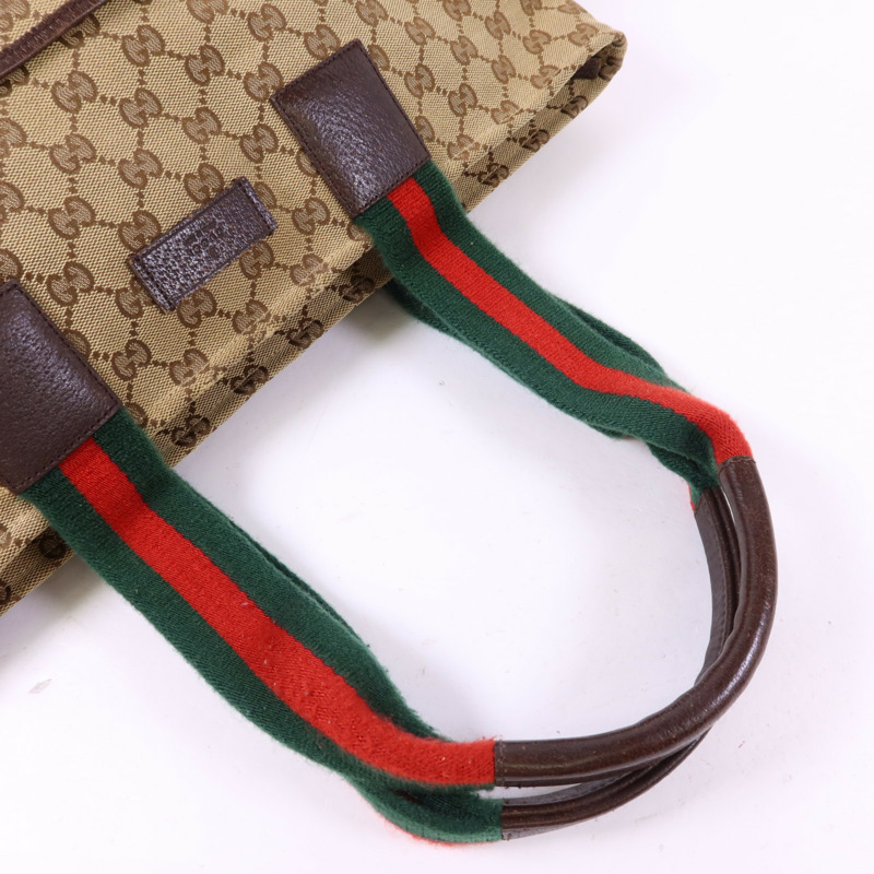 GUCCI 帆布Tote Bag銀扣肩背袋-4