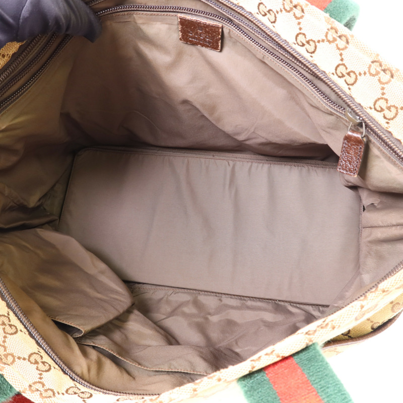 GUCCI 帆布Tote Bag銀扣肩背袋-5