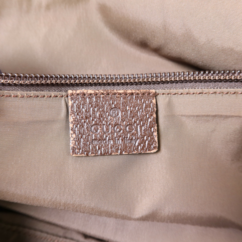 GUCCI 帆布Tote Bag銀扣肩背袋-6