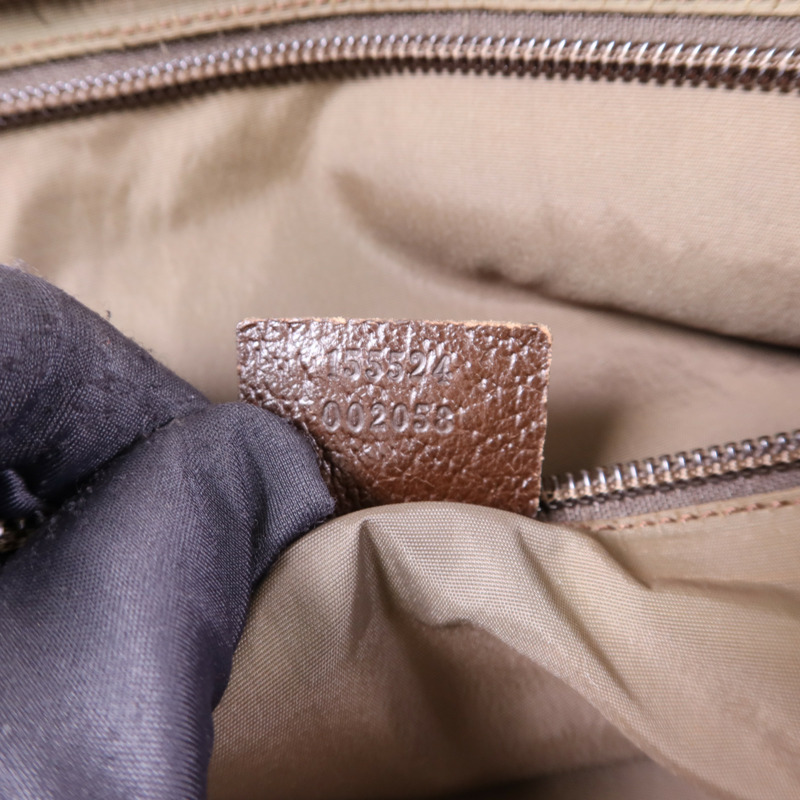 GUCCI 帆布Tote Bag銀扣肩背袋-7