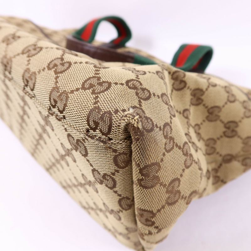 GUCCI 帆布Tote Bag銀扣肩背袋-10