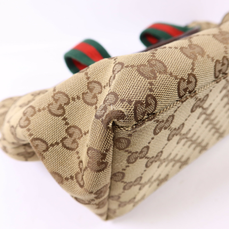 GUCCI 帆布Tote Bag銀扣肩背袋-11