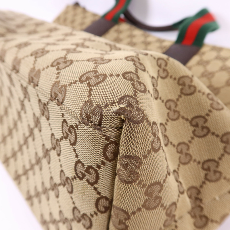 GUCCI 帆布Tote Bag銀扣肩背袋-12