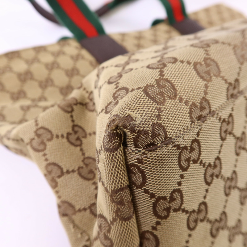 GUCCI 帆布Tote Bag銀扣肩背袋-13