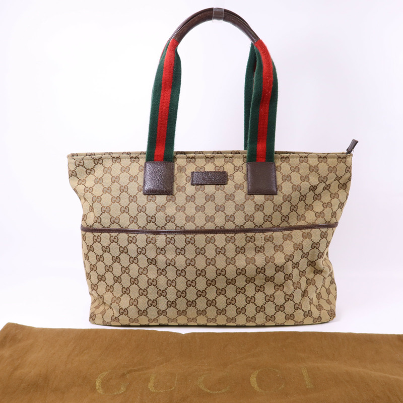 GUCCI 帆布Tote Bag銀扣肩背袋-21