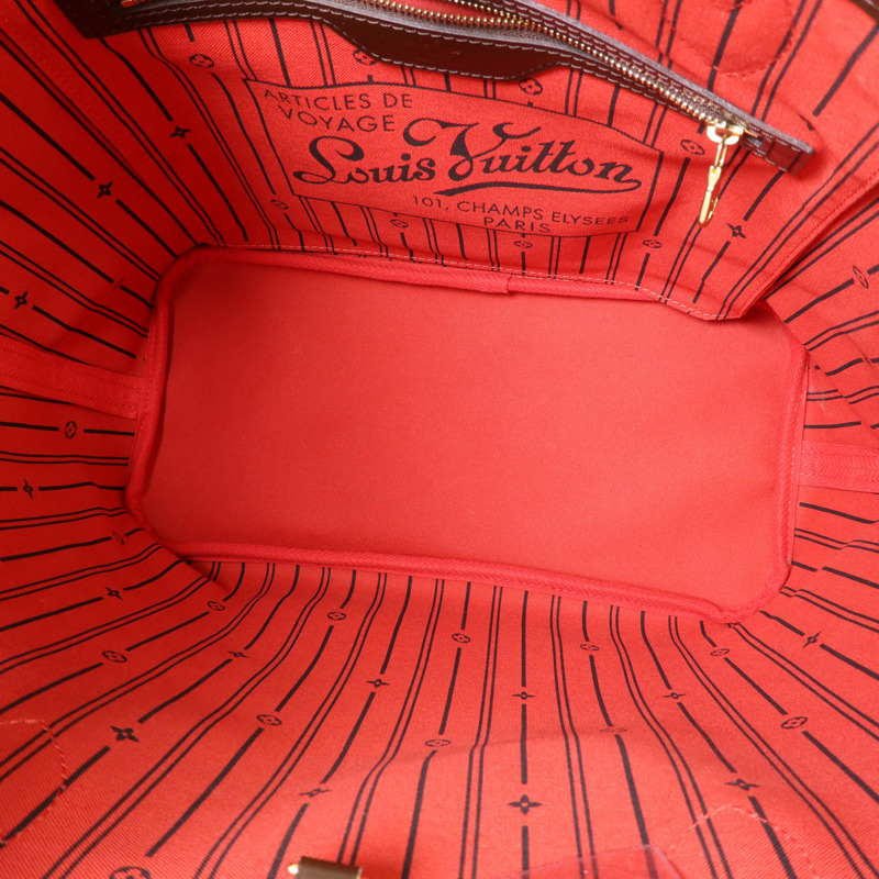 LOUIS VUITTON Damier Neverfull MM金扣手挽袋/肩背袋-5