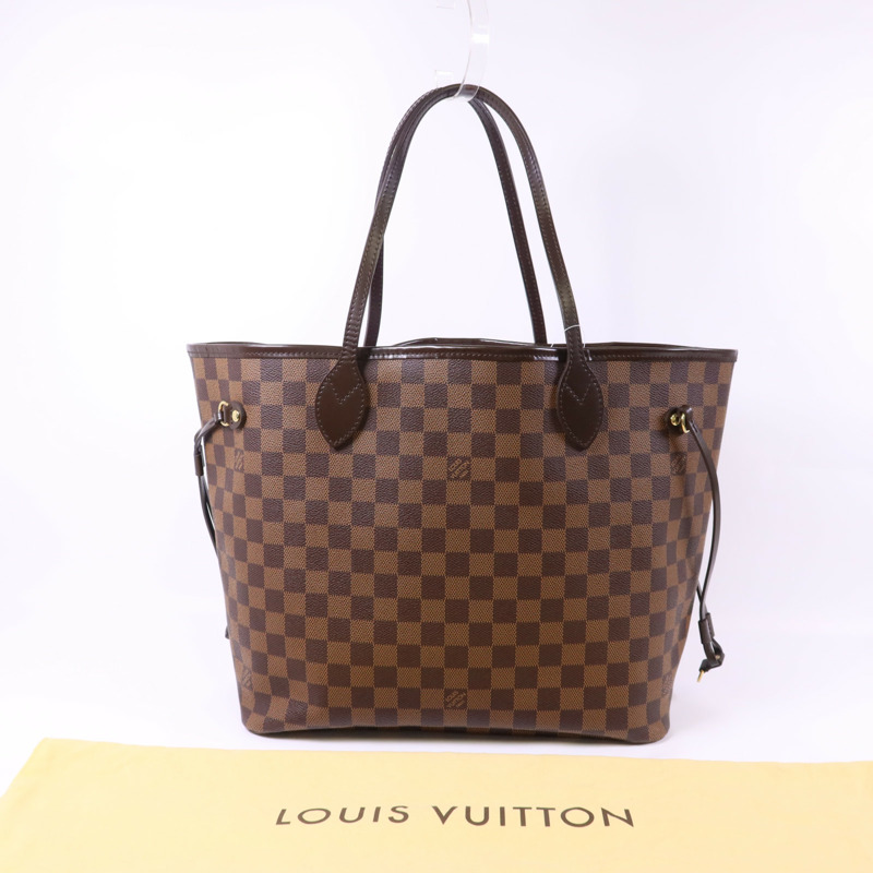 LOUIS VUITTON Damier Neverfull MM金扣手挽袋/肩背袋-14