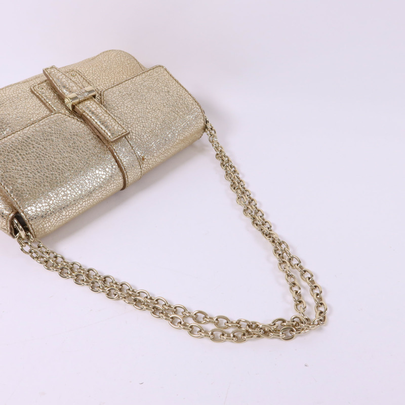 YVES SAINT LAURENT 牛皮皮革Chain Shoulder Bag金扣鏈帶肩背袋-4