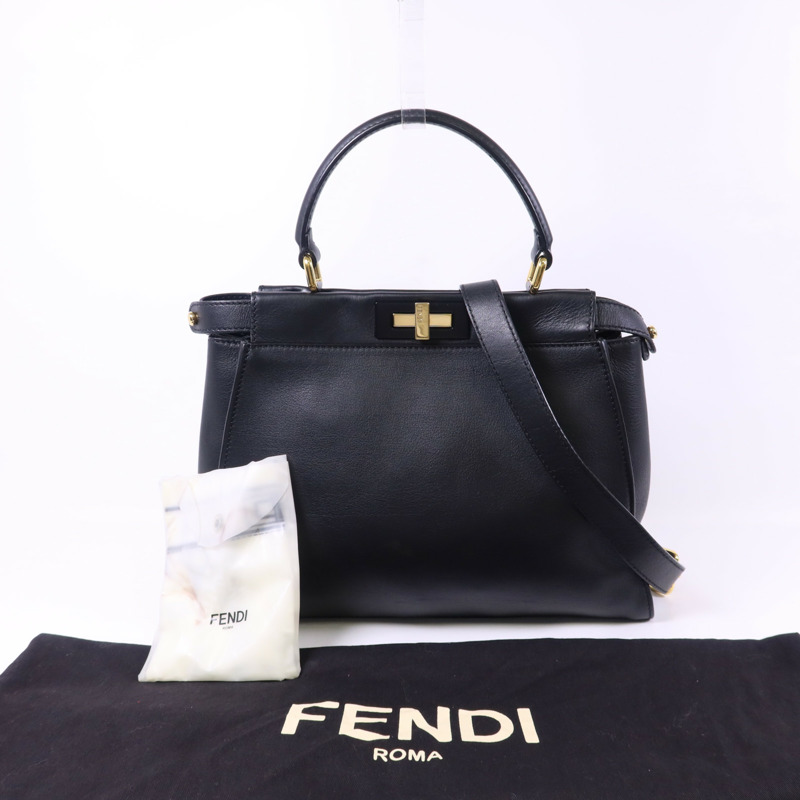 FENDI 牛皮皮革Peekaboo金扣手挽肩背兩用袋-20
