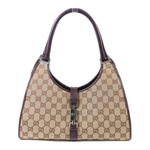GUCCI 帆布Jackie銀扣肩背袋