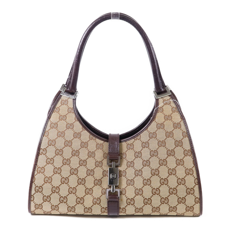 GUCCI 帆布Jackie銀扣肩背袋-0