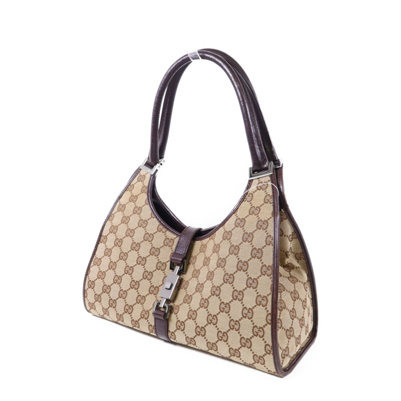 GUCCI 帆布Jackie銀扣肩背袋-2