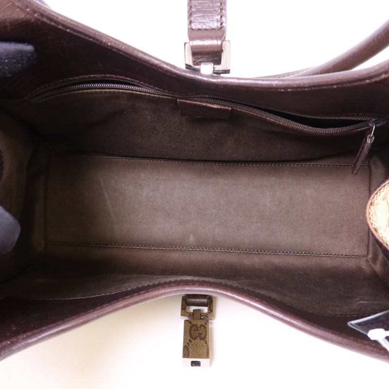 GUCCI 帆布Jackie銀扣肩背袋-5